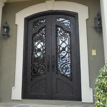 GID thermal break Custom easy clean Iron front double door with fancy scrollwork
