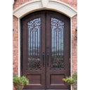 double iron door with decorative grille and arched top