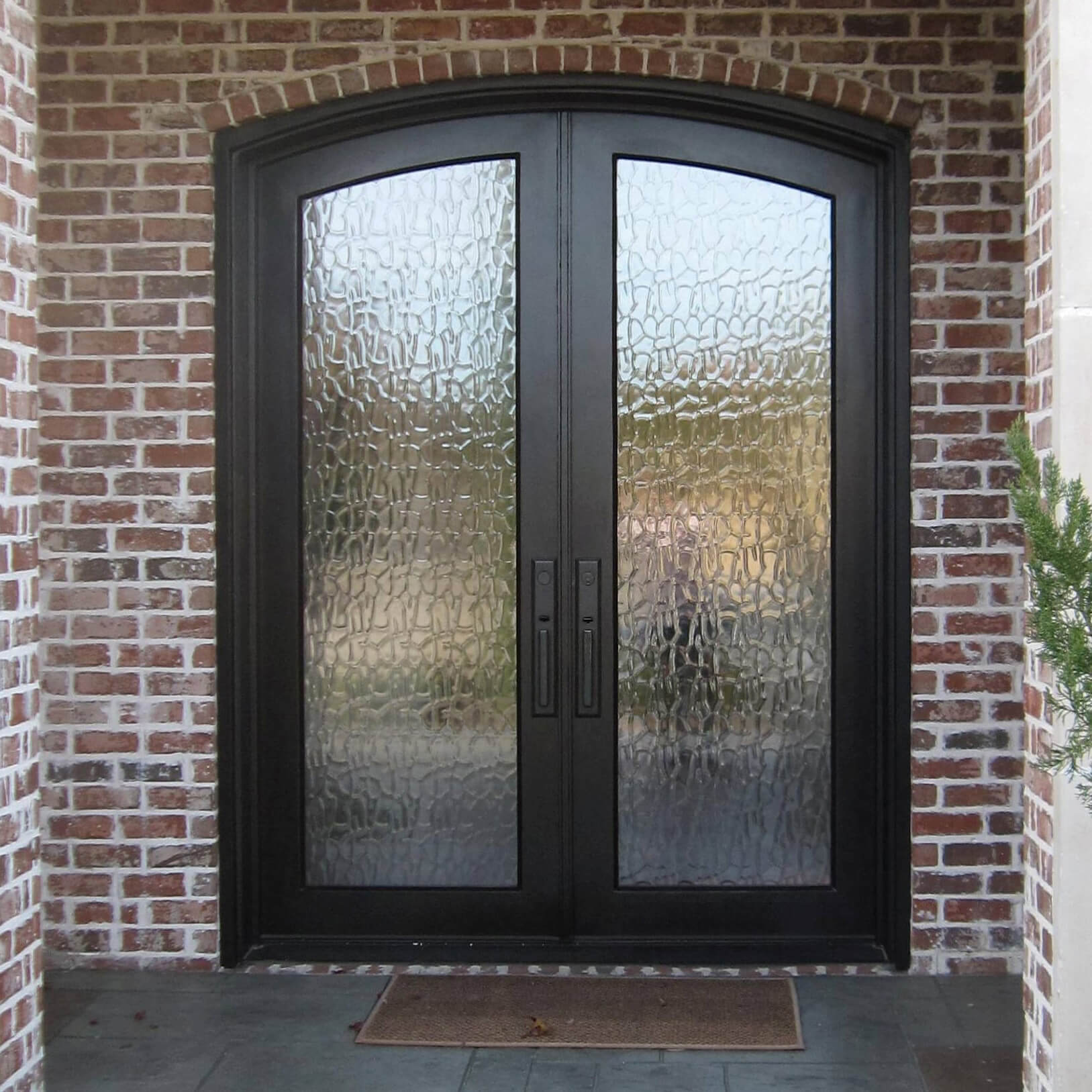 GID high quality thermal break matte black aquatex glass iron double door