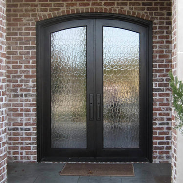 GID high quality thermal break matte black aquatex glass iron double door
