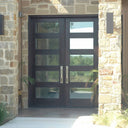 Thermal break thick frame iron French double door with triple pane glass