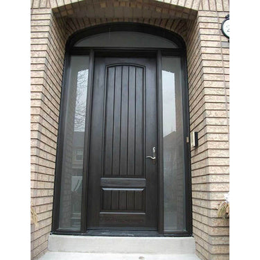 GID thermal break full panel iron single entry door with transom and two sidelights