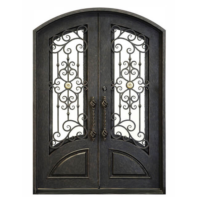 Gid Thermal Break Iron Entry Double Door With Eyebrow Arched Top 9328