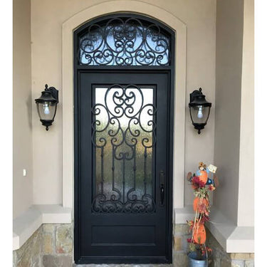 single door with aquatex glass and beautiful scrollwork