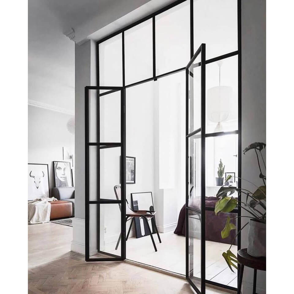 double iron french door with two sidelights and transom