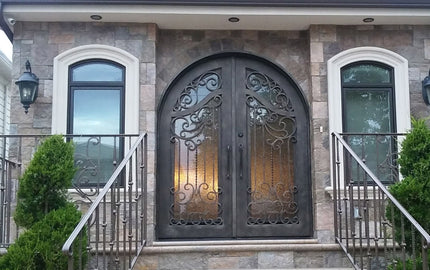wrought iron hand made custom design steel front double door