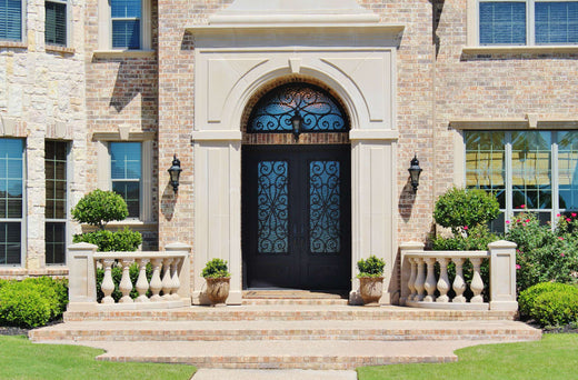 GID-customized-iron entry-double-door with-round-top