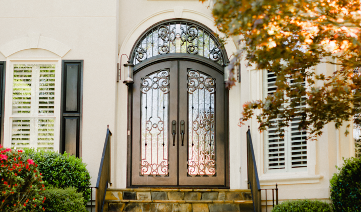 Glory Iron Doors fancy scrollworks iron front double entry doors