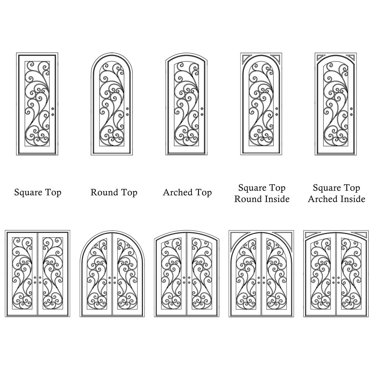 GID Custom Made Thermal Break Iron Single Door With Vine Scrollwork TED009