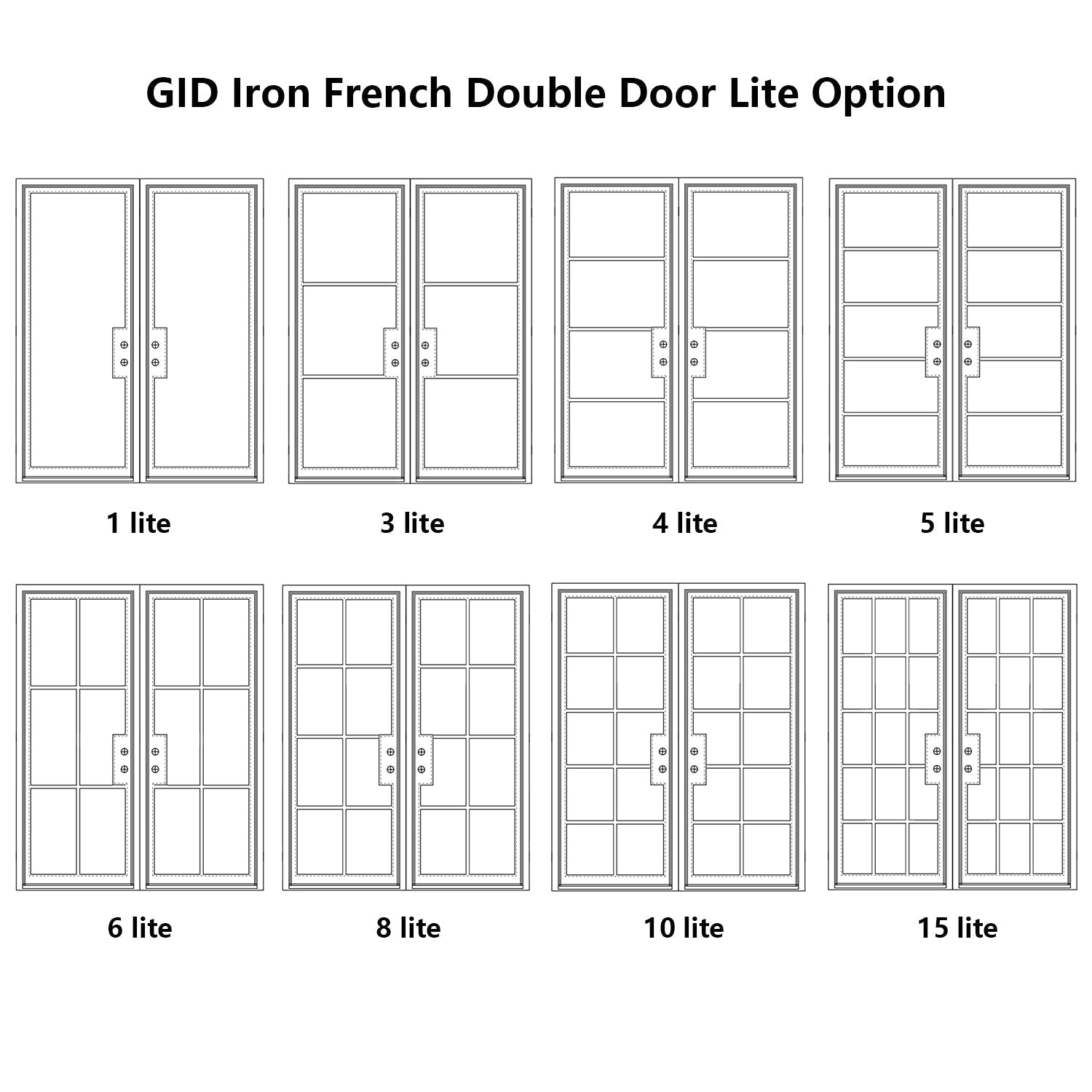 GID Iron French Exterior Door With 6 Lite Clear Tempered Glass FD025