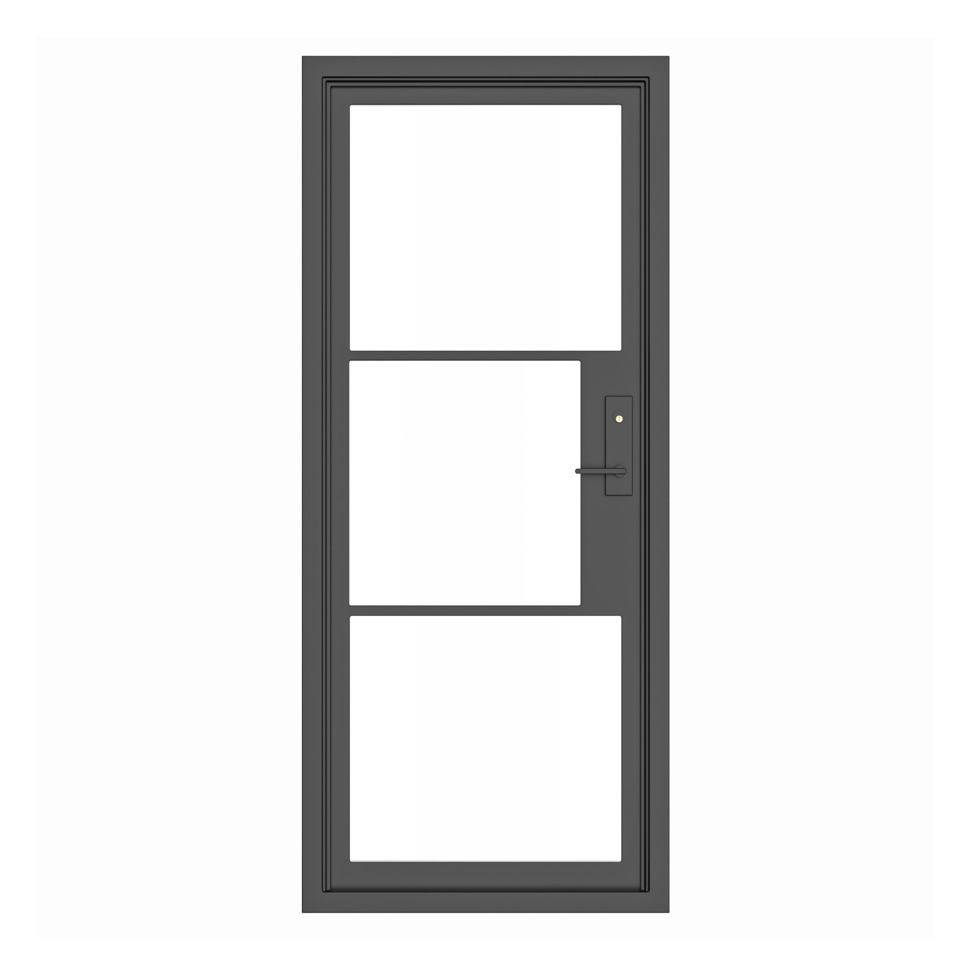 gloryirondoors modern design matte black iron french single door with clear glass