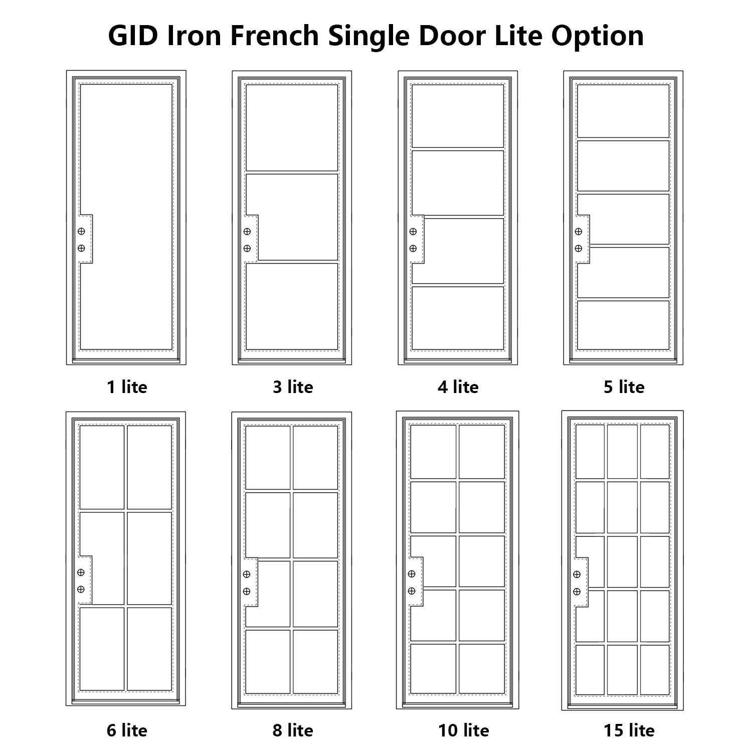 GID Square Iron French Double Door With Sidelights and Transom FD031