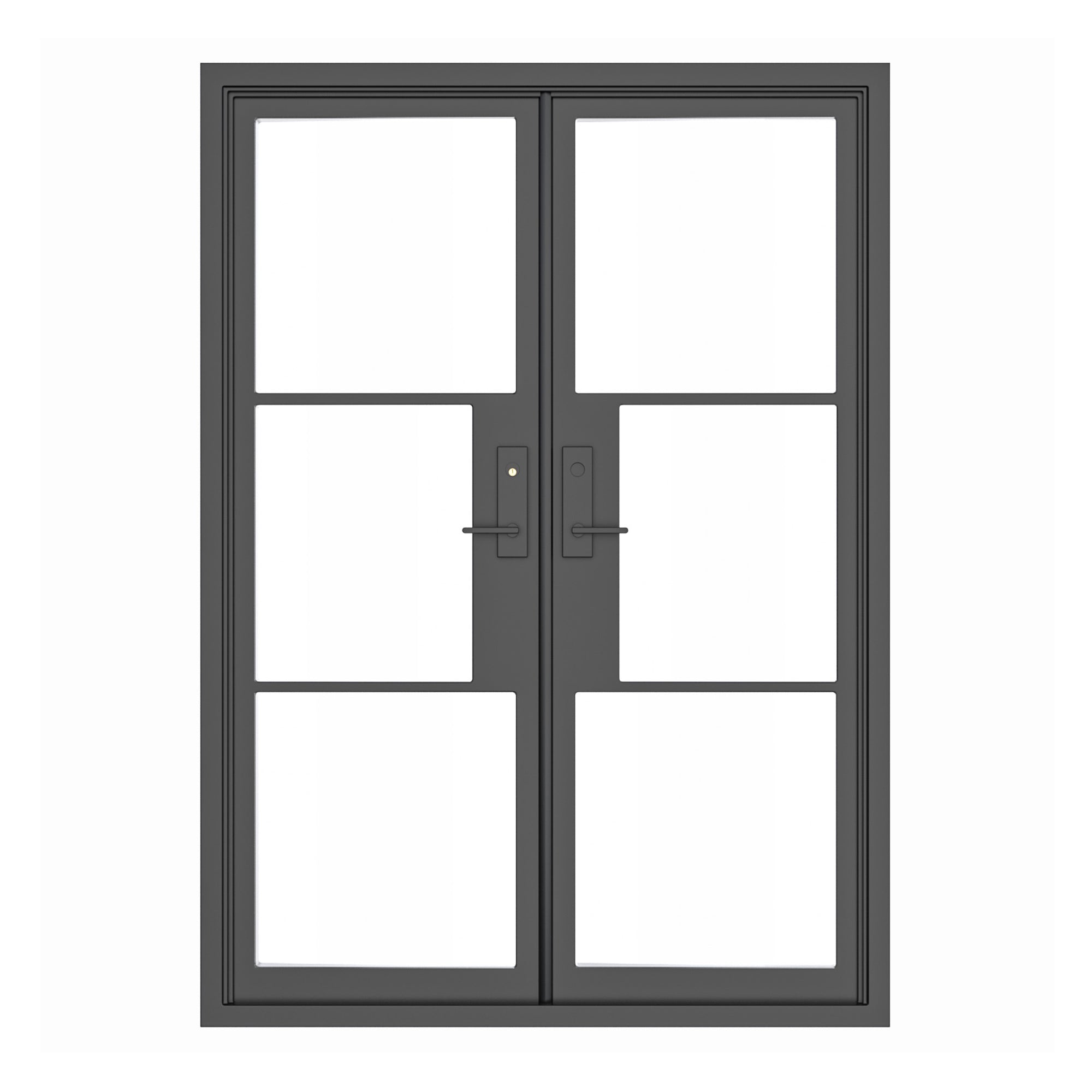 glory iron double entry door with 3 lite in black color