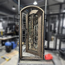 Decorative iron single entry door with Aged Bronze color