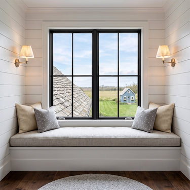 Black Steel Window with Paired Four-Lite Grid Design SW004