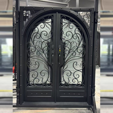 gid custom size iron double door with scrollwork