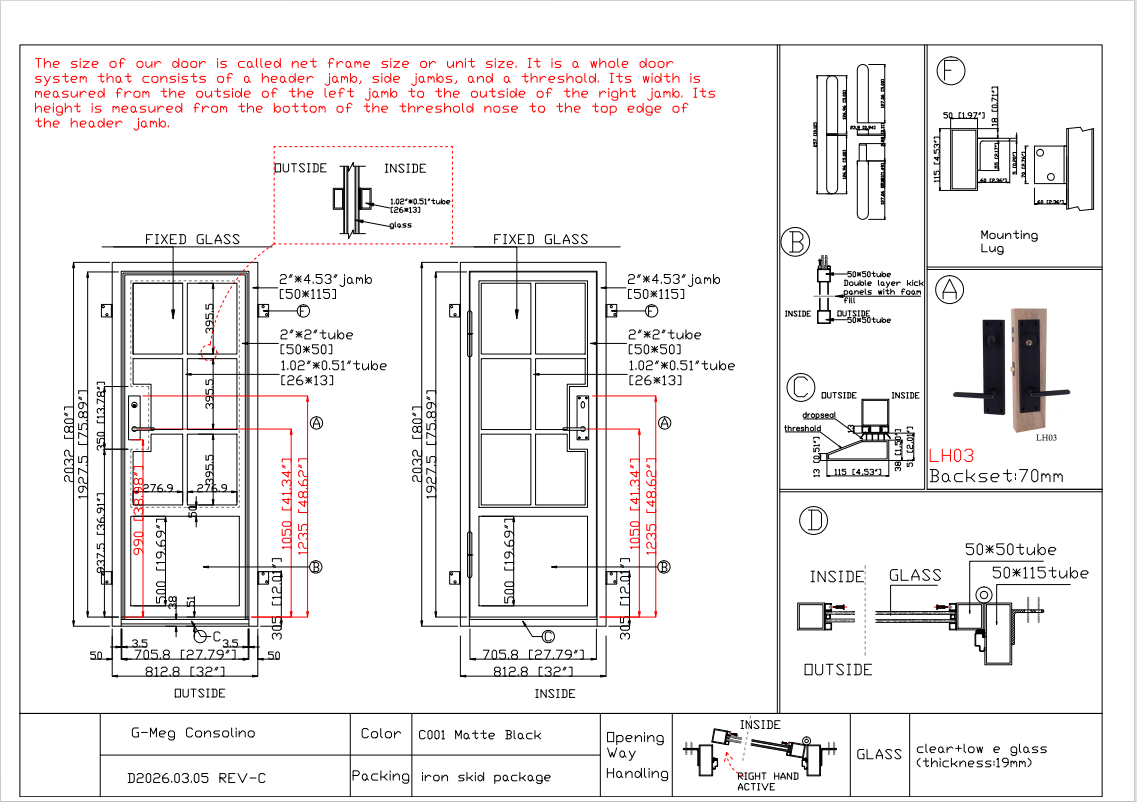 Custom Link for Meg Consolino GID Iron Single French Door with Kickplate and Sidelights FD022