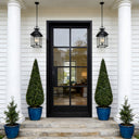 Matte black 8 lite iron French single door