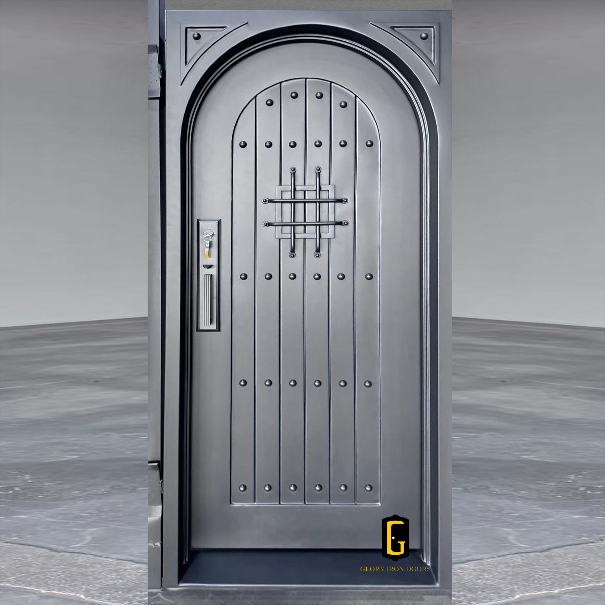 gloryirondoors durable 3068 iron single door with no glass