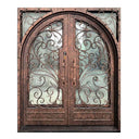 gid iron entry double door with rainstorm glass and scrollwork