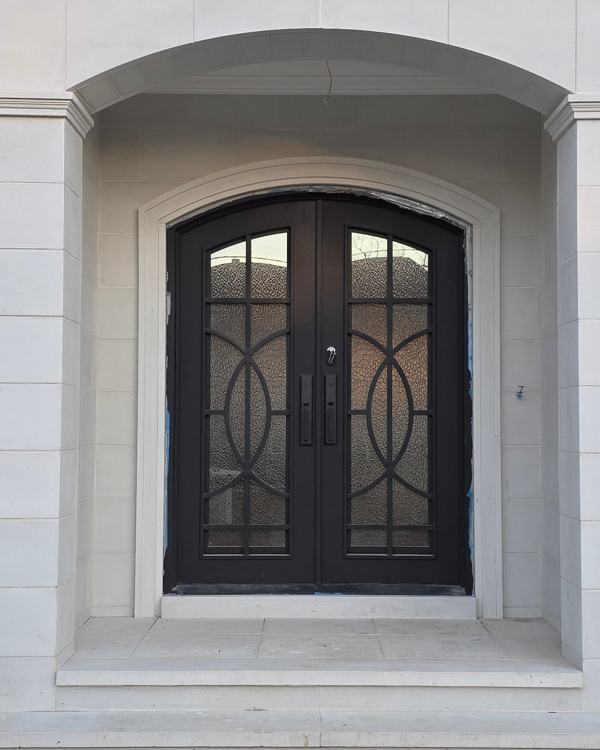Thermal break iron double front door installed in New Jersey