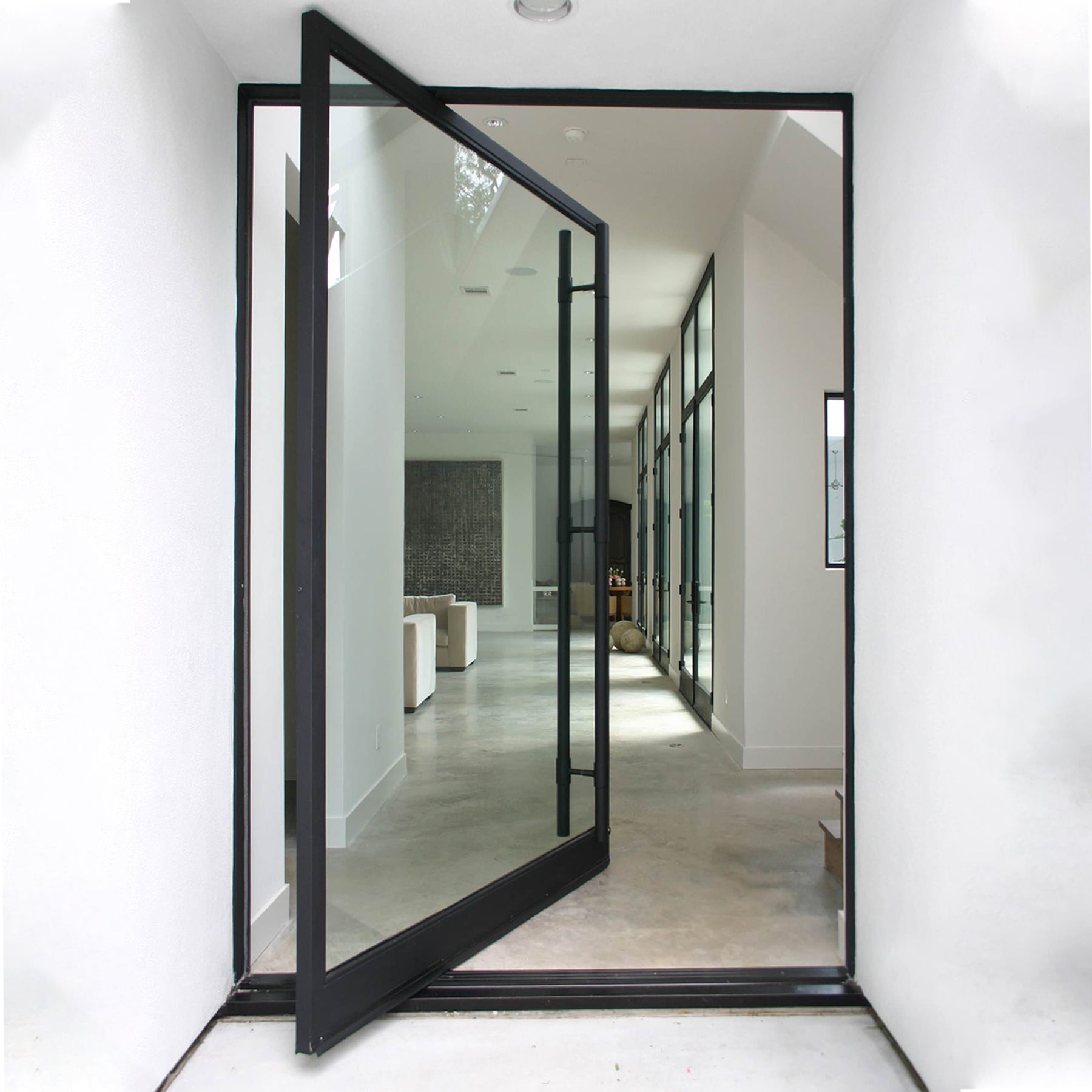 gloryirondoors home type black iron pivot door with clear glass