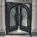 gid thermal break iron double door with kickplate and double pane tempered glass
