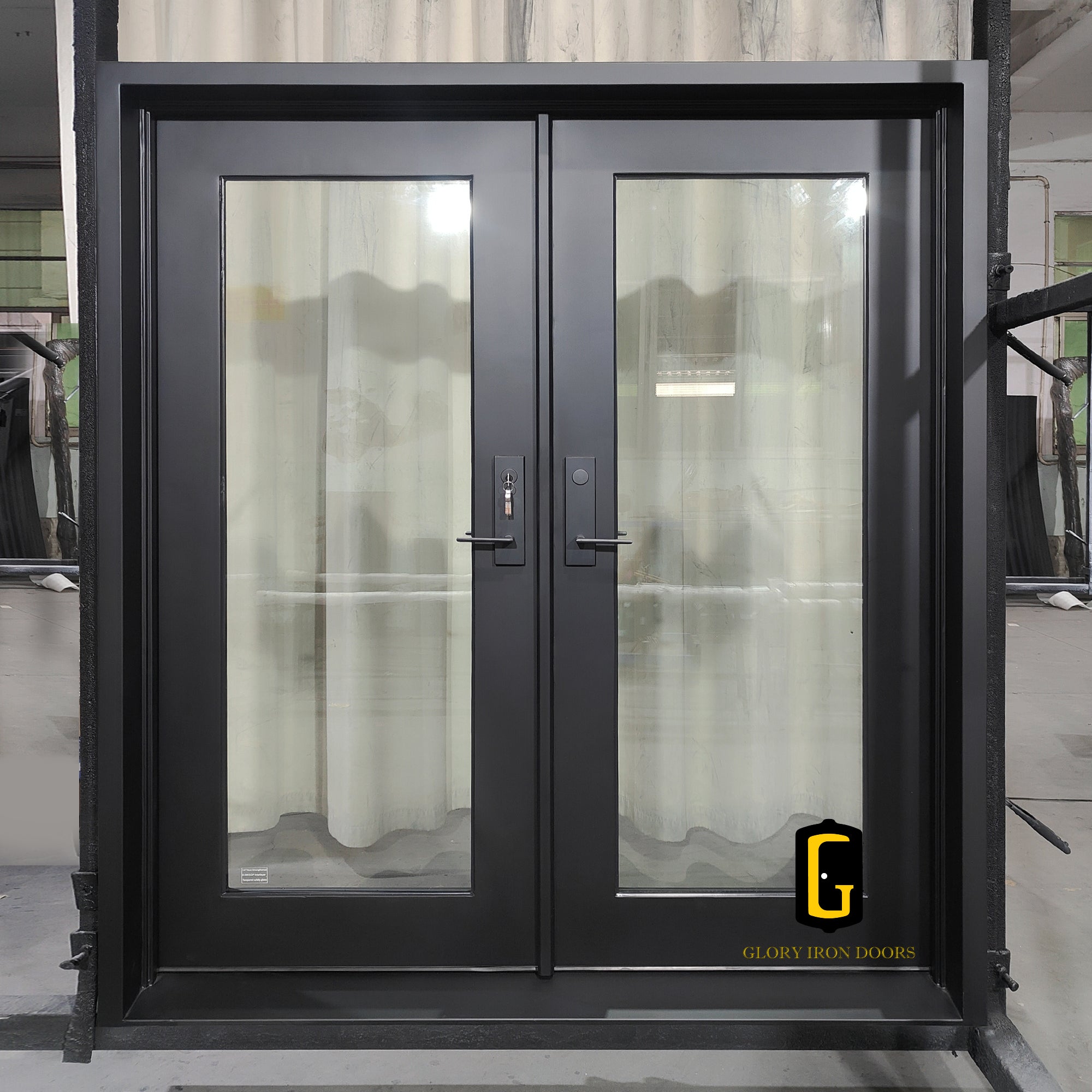 Gloryirondoors large size thermal break double door with clear glass