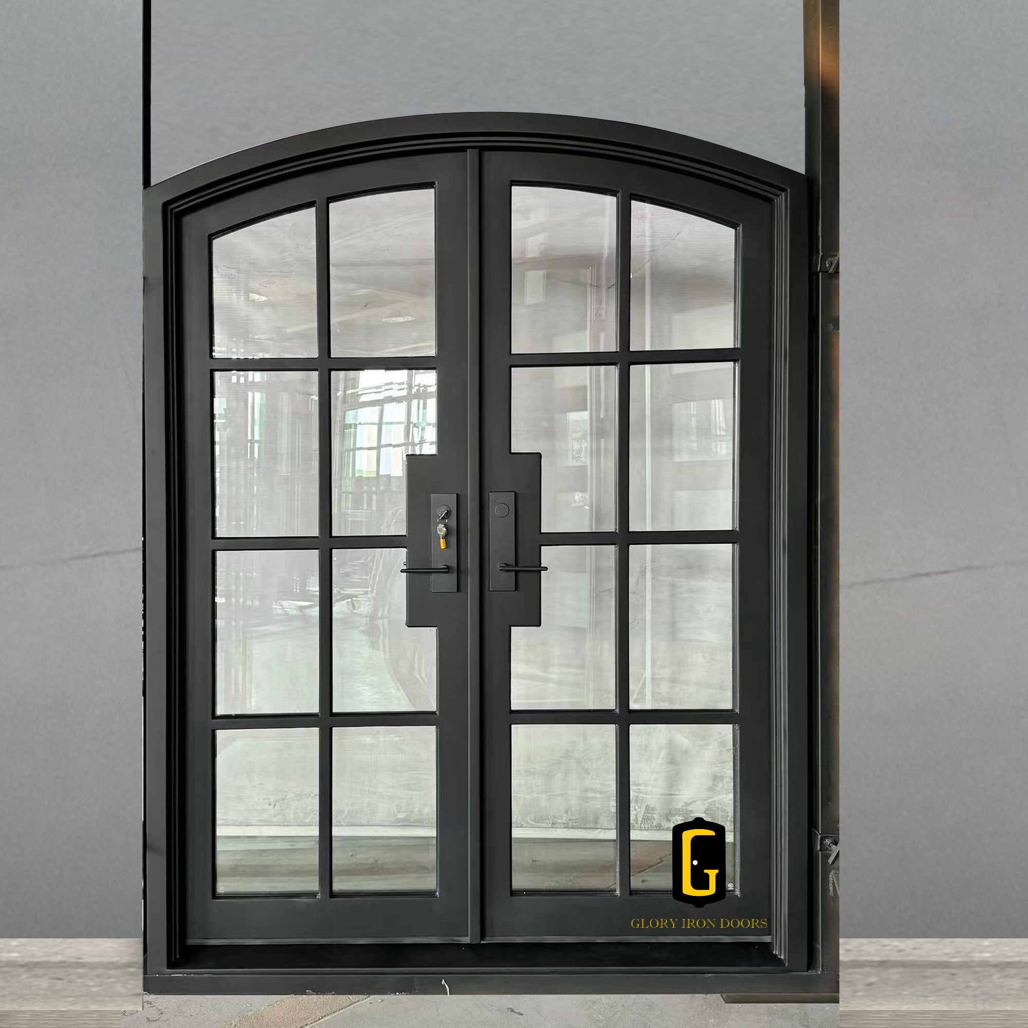 gloryirondoors thermal break iron french double door with low-e glass