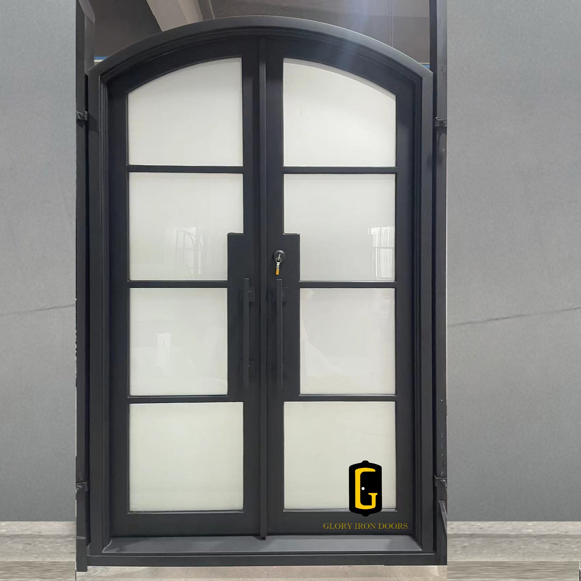 gloryirondoors thermal break iron french double door with frosted glass