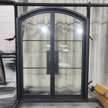 GID Thermal Break Iron French Door with Arched Top Design