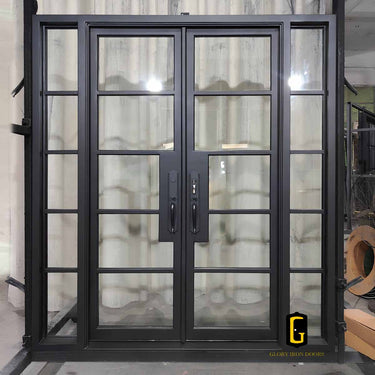 Thermal break iron front door with full glass entry system