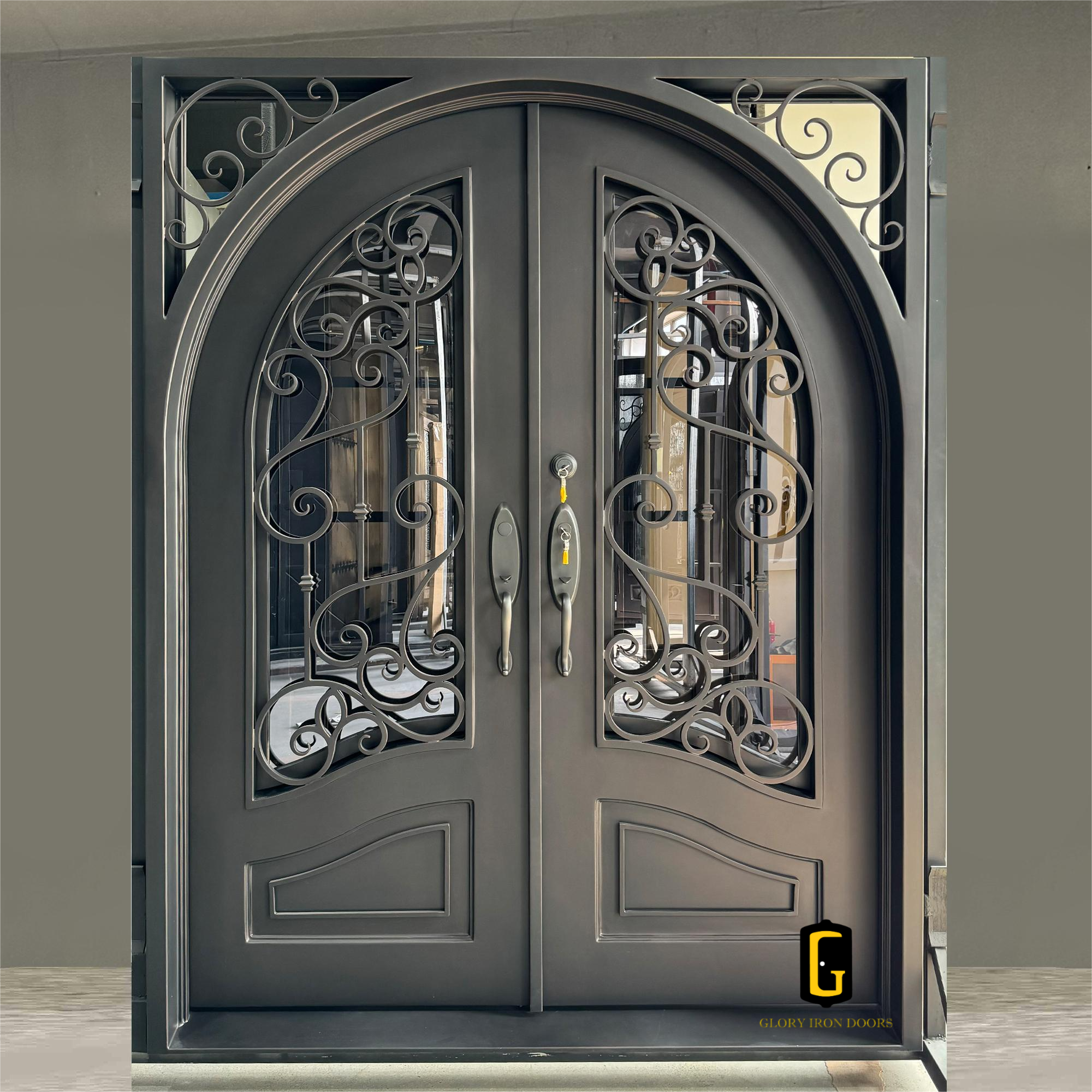 gloryirondoors custom made iron double door with two deadbolts