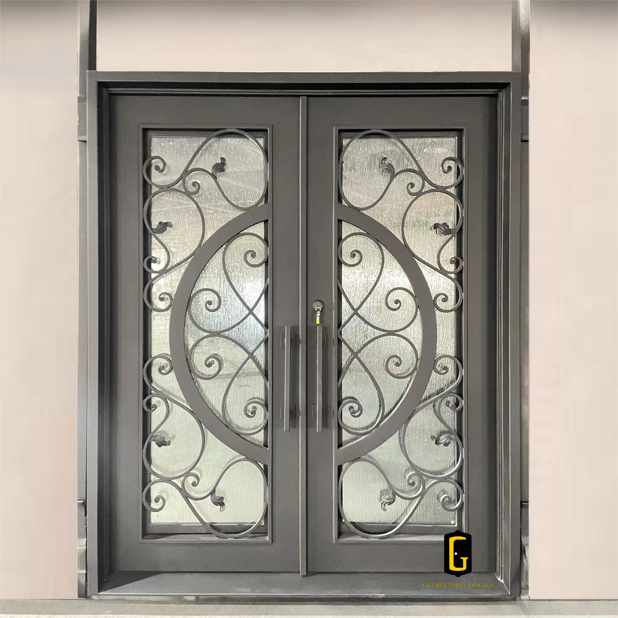 gloryirondoors high insulation 96 iron double door with black color