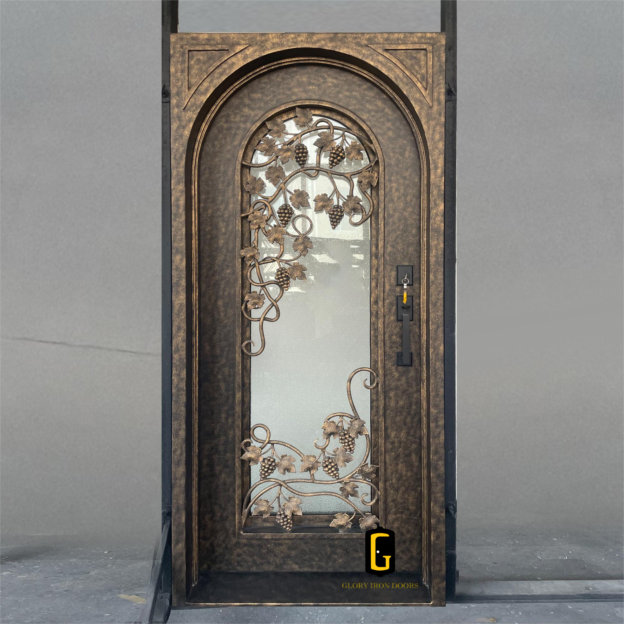 gid thermal break wrought iron single door with aged bronze color