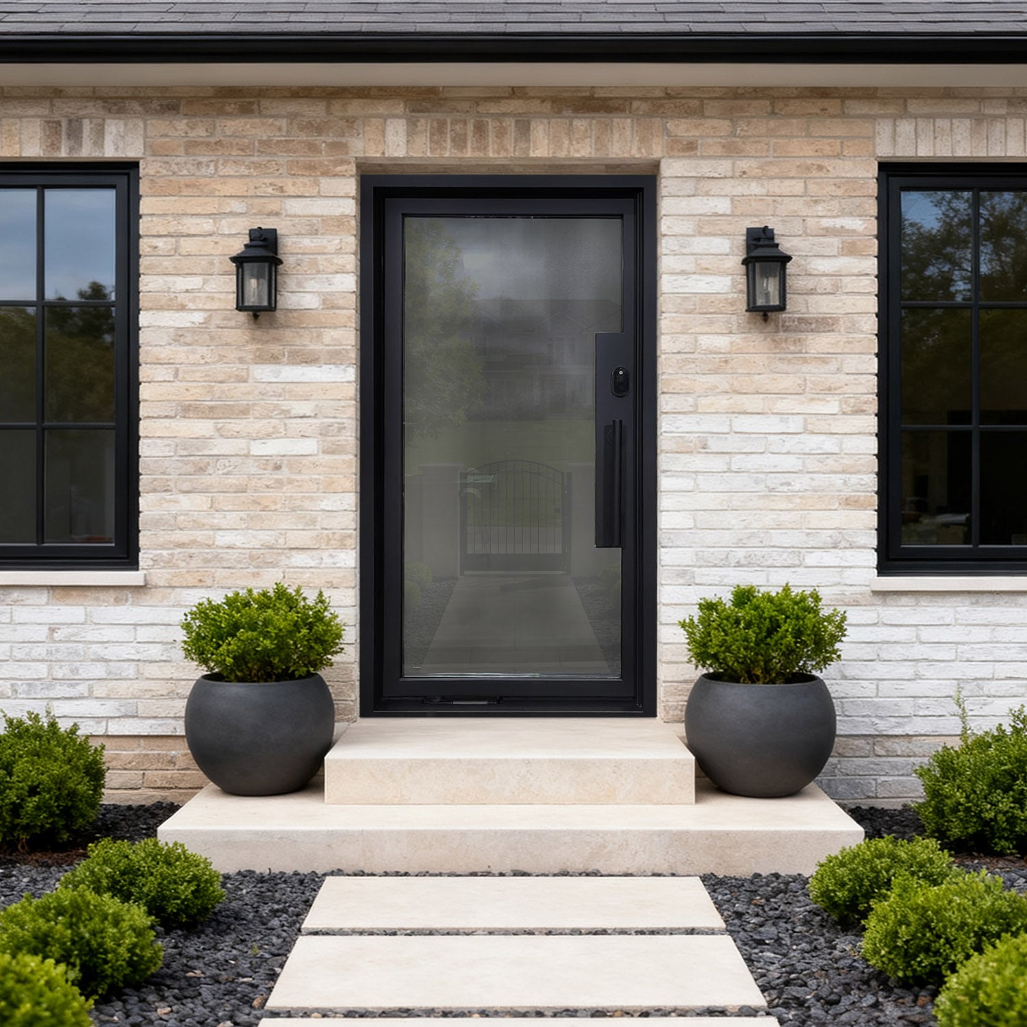 gloryirondoors thermal break iron pivot entry door with full glass design