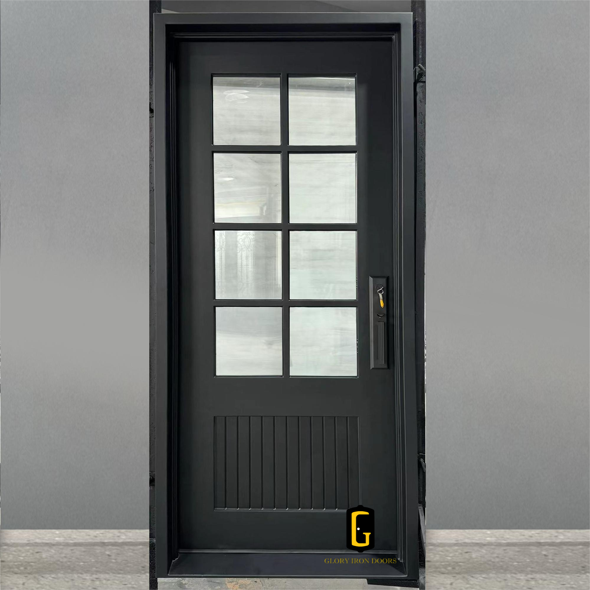 gloryirondoors comtemporary design iron front single door with kickplate 