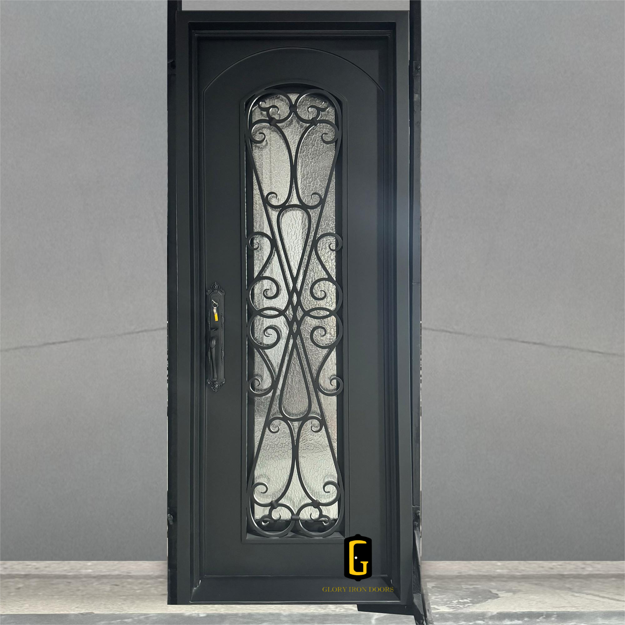 gloryirondoors 3080 iron single front door with black color