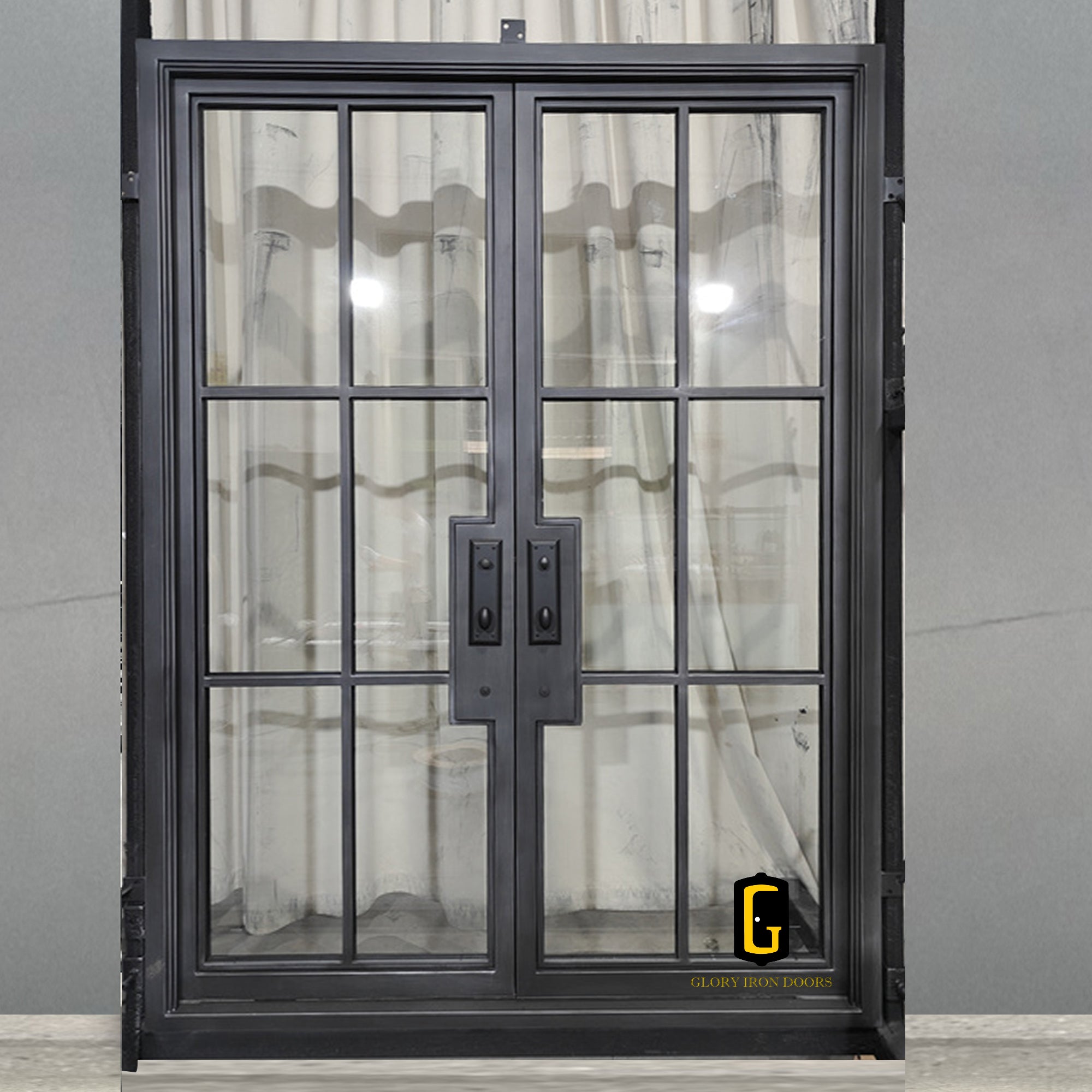 gloryirondoors high quality thermal break iron french double door with low-e glass