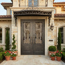 GID Iron Entry Double Front Door with Decorative Scrollwork TED455