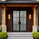 Frosted glass wrought iron French double door
