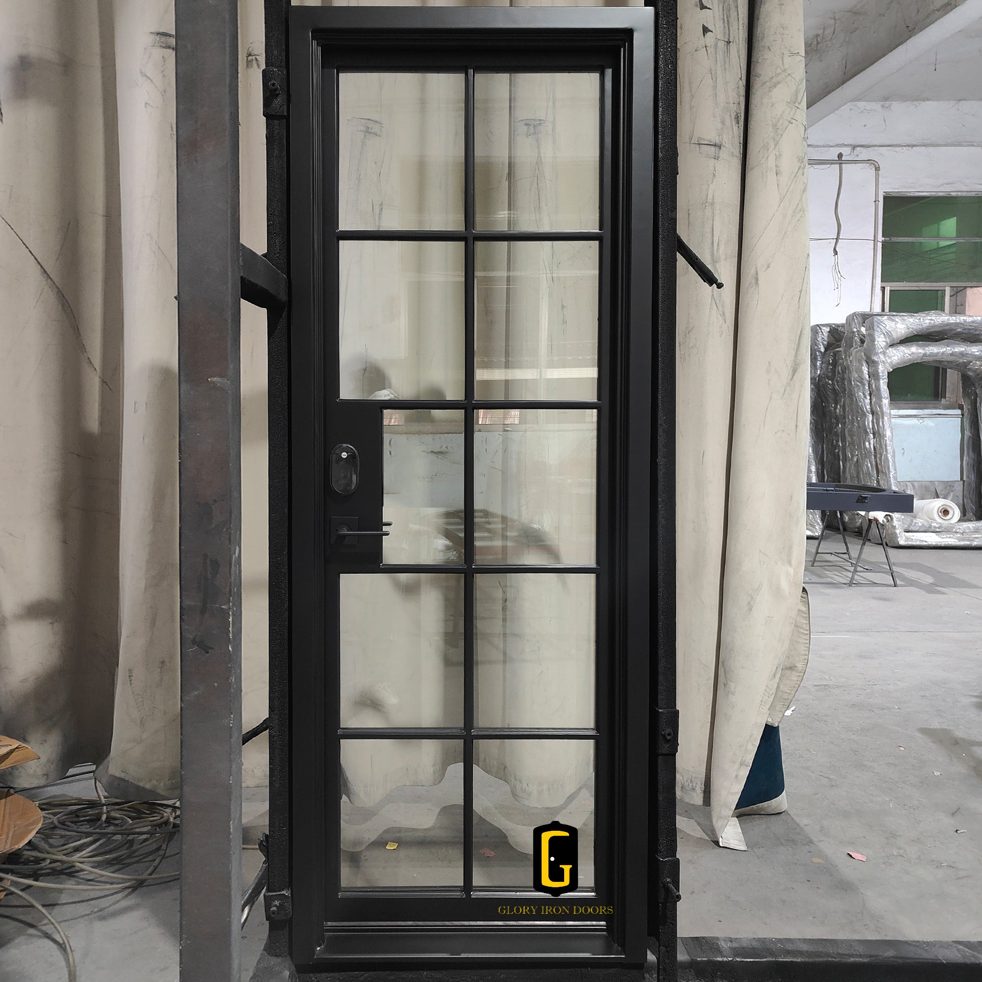 gloryirondoors steel french single soor with clear tempered glass 
