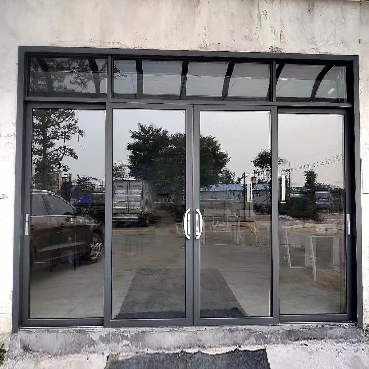 gloryirondoors 2023 new design aluminum patio sliding doors 4panels with transom