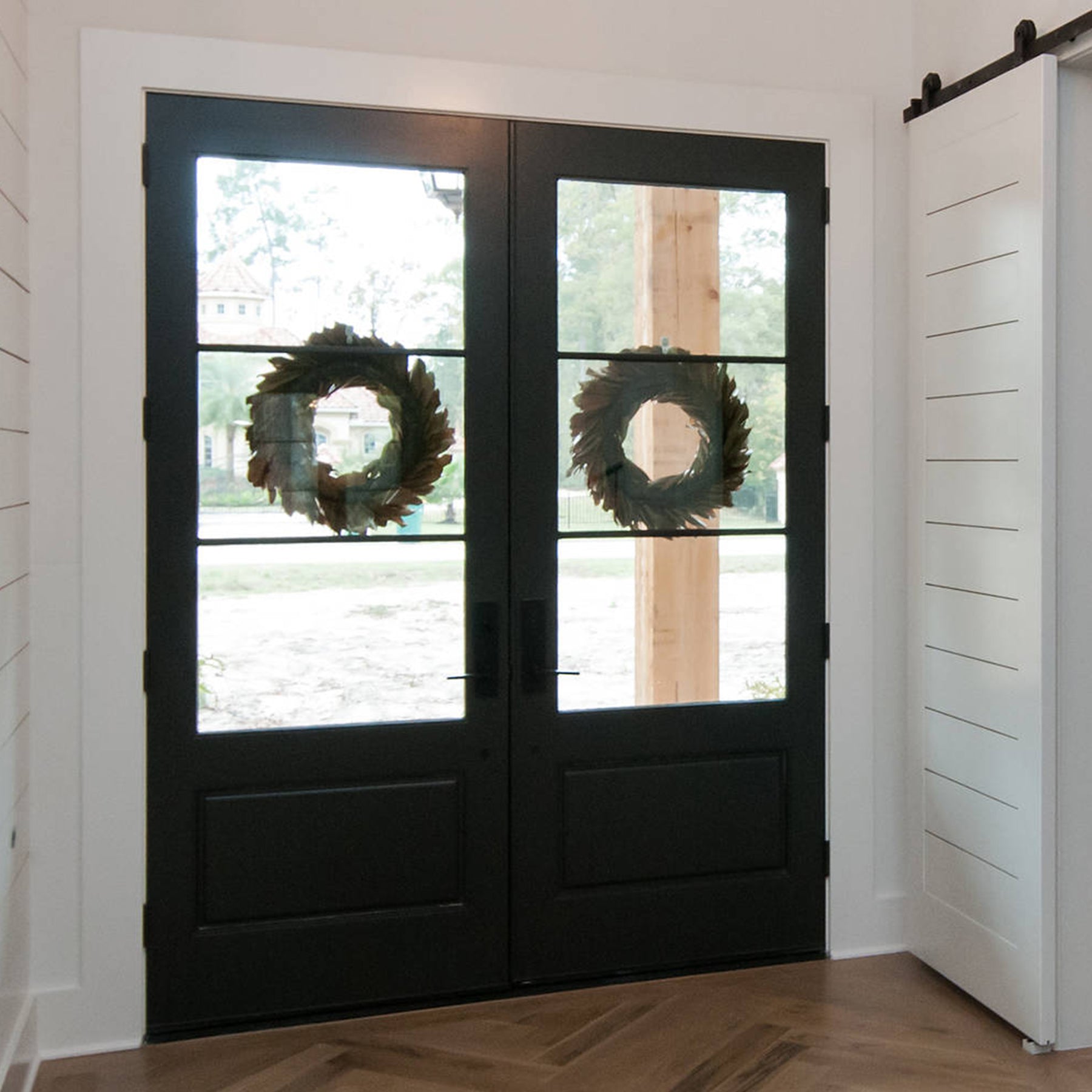 gloryirondoors steel made double door with tempered glass