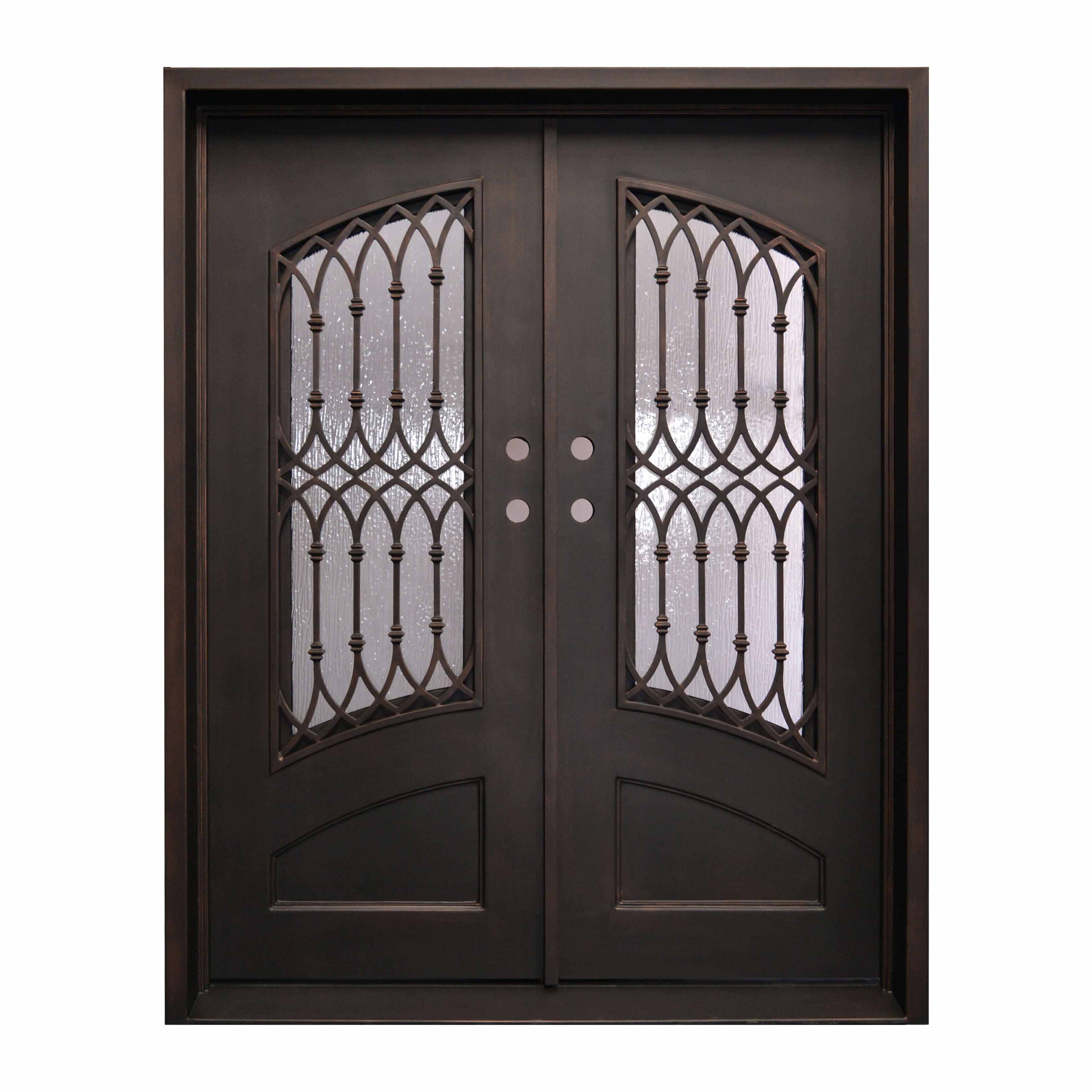bronze wrought iron entrance big double door with operable glass