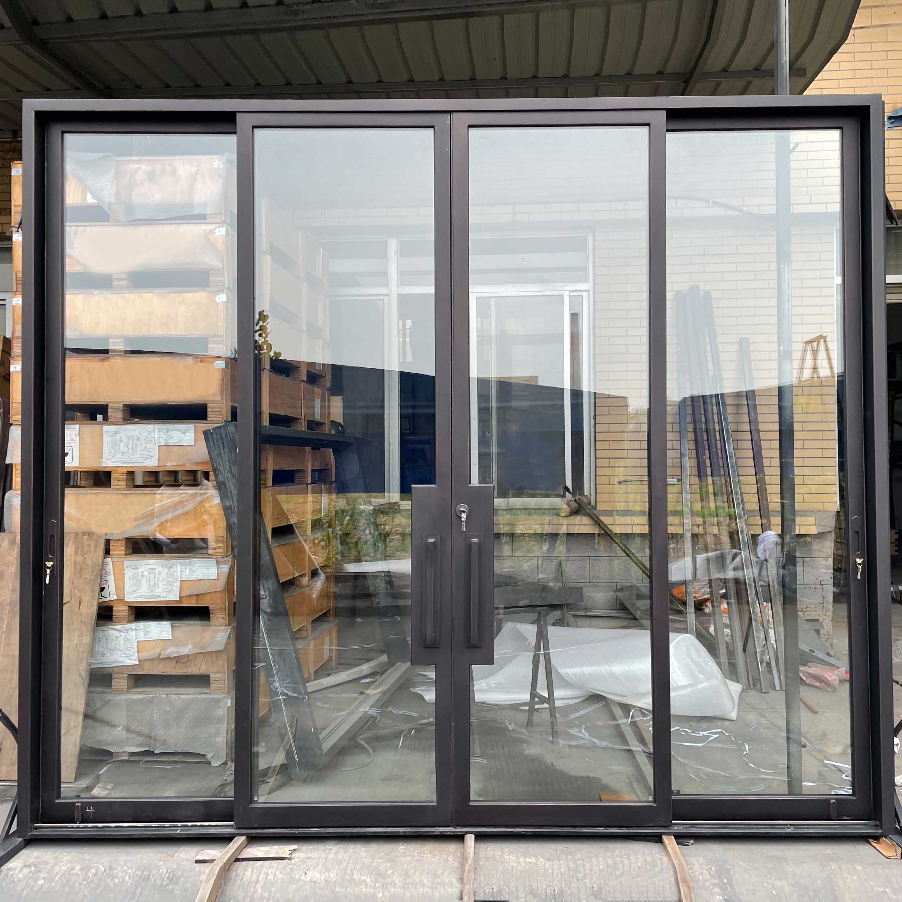 gloryirondoors iron sliding patio doors 4 panels in bronze color