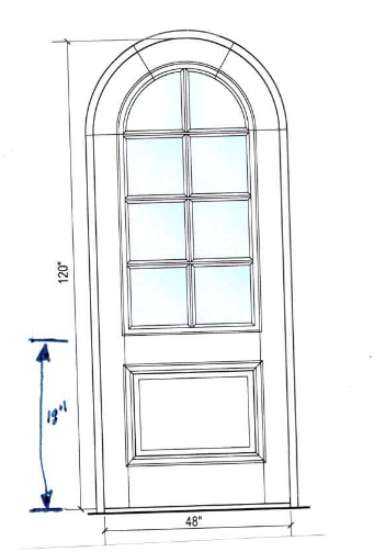 Custom Link For Chris GID Round Top Scrolled Iron Front Single Door and Aluminum Sliding Door