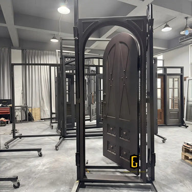 Round top iron single front door with full metal panel