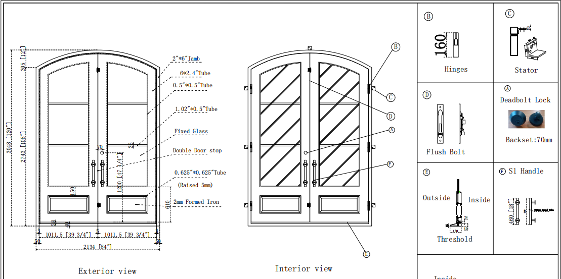 Deposit Custom Link for Andy Pashby GID Thermal Break Iron Double Door (1 set) and Windows (2 sets)