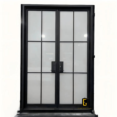 Modern iron French door with privacy glass